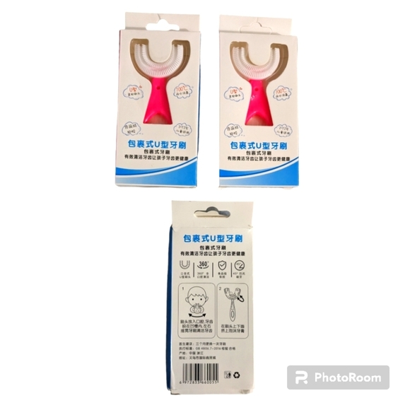 Children U Shaped Toothbrush. 360 Degrees Oral Cleaning. 3 packs. Pink. … - Picture 1 of 8
